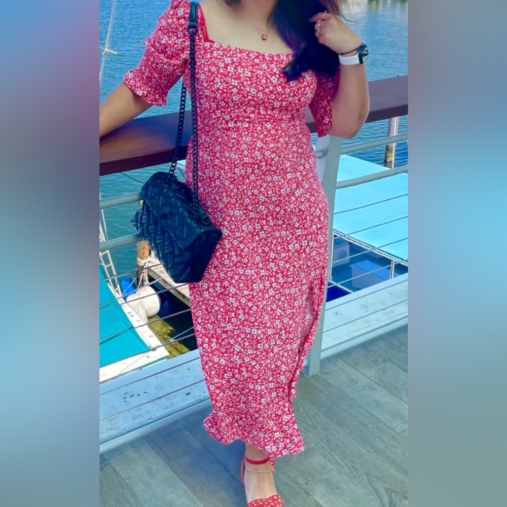 Floral Red Dress